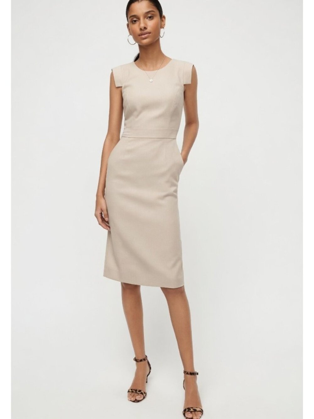 NWT J.Crew Resume Sheath in Flax Beige Stretch Linen Dress 2 $168